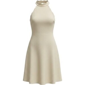Byer California Vintage Mini Dress Womens XS Cream Wool Blend Mod Mock Neck 60s